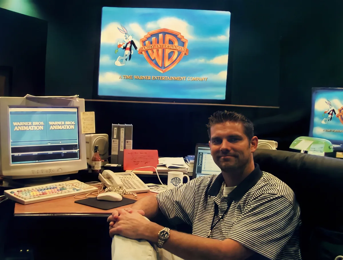 Bradford Keatts at his workstation at Warner Bros Animation, circa late 1990s
